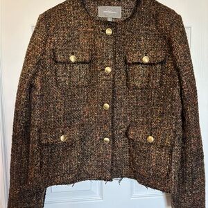 Johnston & Murphy Brown Women's Tweed Jacket with Gold Buttons